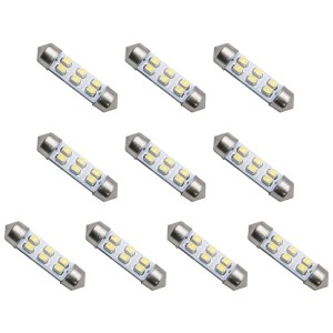 10個セット●● 12V SMD6連 T10×39mm LED 電球 両口金 ルームランプ ホワイト