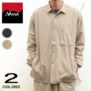 交換送料片道無料 ナンガ NANGA エア クロス コンフィ ロングスリーブ シャツ AIR CLOTH COMFY L/S SHIRT ブラック ベージュ NW2311-1H23