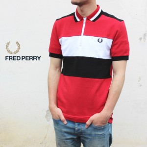 フレッドペリー FRED PERRY ウェア チェスト パネル ポロシャツ CHEST PANEL POLO SHIRT M8665 401(ウインターレッド)