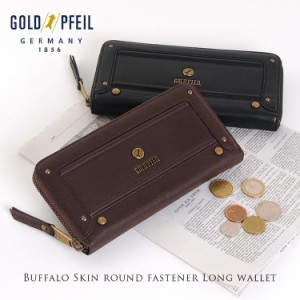 GOLD PFEIL ゴールドファイル  バッファロー 革 ラウンドファスナー 長財布 レディース