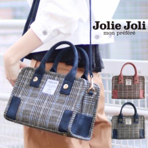 [Jolie Joli] ジョリージョリ バッグ 2WAY ツイード プリント ゴールド 金具 レディース ピンク/ネイビー