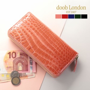 doob London クロコダイル 長財布 ラウンドファスナー レディース シャイニング 加工 アウトポケット付き ゴールド金具(06001611r)