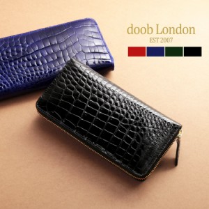 doob London クロコダイル メンズ 長財布 ラウンドファスナー 財布 シャイニング 加工 アウトポケット付き ゴールド金具(06001611-mens-1