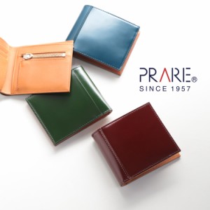 PRAIRIE コードバン 二つ 折り財布 レディース 本革 日本製 薄型 財布 ファスナーポケット 付き【名入れ 可能】【名入れ可能】(No.090002