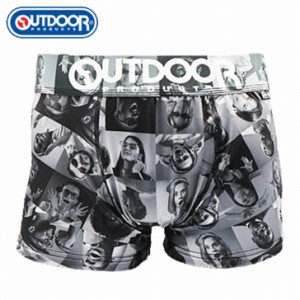 OUTDOOR ボクサーパンツ メンズ 人物グラフィック 90Bモノクロ 下着 前閉じ アウトドア 送料無料