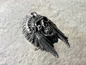 【送料無料】インディアンスカル・リング 21号 シルバーリング　Silver925　シルバーアクセサリー リング メンズ