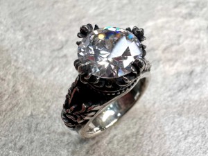 【送料無料】ゴシック・クラウン・リング　CZ　シルバーリング　Silver925　シルバーアクセサリー リング メンズ