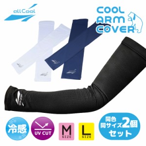 2個セット 冷感 クールアームカバー ロング 吸汗 速乾 伸縮 冷却 まとめ買い ALL COOL AC-AC002 全2カラー