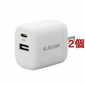 エレコム USB Type-C 充電器 PD 対応 最大出力30W タイプC*1 タイプA*1 ホワイト(2個セット)[充電器・バッテリー類]