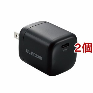 エレコム USB Type-C 充電器 PD 対応 45W タイプC*1 GaN 小型 軽量 ブラック(2個セット)[充電器・バッテリー類]