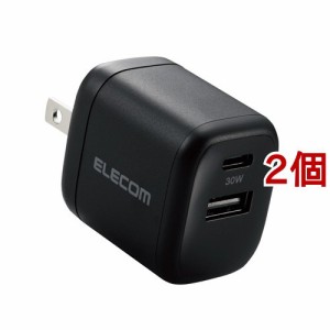 エレコム USB Type-C 充電器 PD 対応 最大出力30W タイプC*1 タイプA*1 ブラック(2個セット)[充電器・バッテリー類]