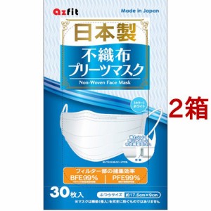 日本製不織布プリーツマスク ふつうサイズ(30枚入*2箱セット)[不織布マスク]