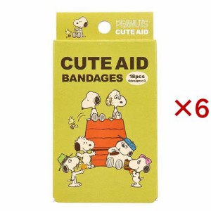 キャラクターばんそうこう CUTE AID スヌーピー ヴィンテージカラー(18枚入×6セット)[キャラクター絆創膏]