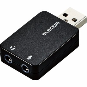 エレコム オーディオ変換アダプタ USB-φ3.5mm 直挿し ブラック USB-AADC01BK(1個)[情報家電　その他]