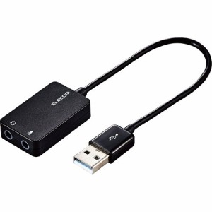 エレコム オーディオ変換アダプタ USB-φ3.5mm ケーブル付 ブラック USB-AADC02BK(1個)[情報家電　その他]