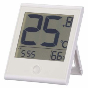 温度が見やすい温湿度計 快適表示＆時計付き ホワイト(1個)[生活用品 その他]
