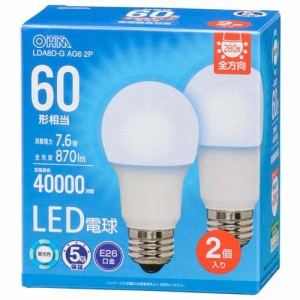 LED電球 E26 60形相当 昼光色(2個入)[蛍光灯・電球]