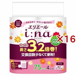 エリエール i：na(イーナ) トイレット ダブル 3.2倍巻 プリント(4ロール入×16セット)[トイレットペーパー ダブル]