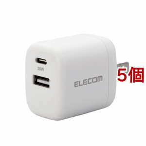 エレコム USB Type-C 充電器 PD 対応 最大出力30W タイプC*1 タイプA*1 ホワイト(5個セット)[充電器・バッテリー類]