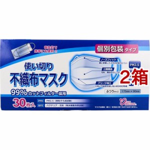 使い切り不織布マスク 個別包装 ふつうサイズ(30枚入*2箱セット)[不織布マスク]