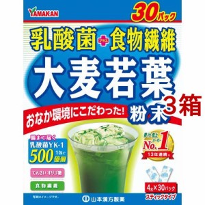 山本漢方 乳酸菌 プラス 大麦若葉 粉末(4g*30包*3箱セット)[青汁・ケール]