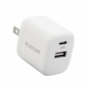 エレコム USB Type-C 充電器 PD 対応 最大出力30W タイプC*1 タイプA*1 ホワイト(1個)[充電器・バッテリー類]