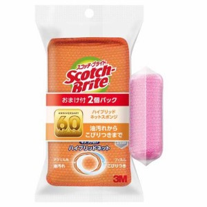 【企画品】3M スコッチブライト ハイブリッドネットスポンジ オレンジ シンク洗面台クリーナー付(1セット)[たわし・スポンジ]