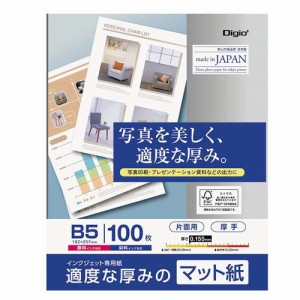 Digio2 インクジェット専用紙 厚手 マット紙 B5 JPXG2-B5-100(100枚)[コピー用紙]