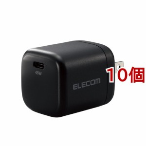 エレコム USB Type-C 充電器 PD 対応 45W タイプC*1 GaN 小型 軽量 ブラック(10個セット)[充電器・バッテリー類]