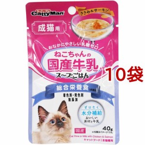 猫ちゃんの国産牛乳を使ったスープごはん ささみ＆サーモン 成猫用(40g*10袋セット)[キャットフード(ドライフード)]