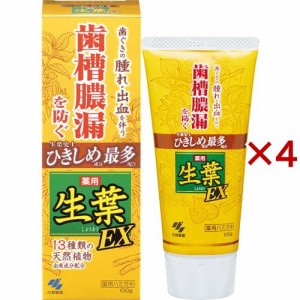 薬用生葉EX(100g×4セット)[歯周病・知覚過敏用歯磨き粉]