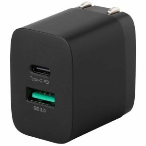 Digio2 USB Type-C+USB-A 20W／PD 充電器 ブラック JYU-ACU08BK(1個)[充電器・バッテリー類]