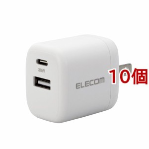 エレコム USB Type-C 充電器 PD 対応 最大出力30W タイプC*1 タイプA*1 ホワイト(10個セット)[充電器・バッテリー類]