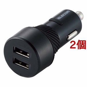 エレコム シガーソケット カーチャージャー 24W(5V／4.8A) 2ポート USB A *2 ブラック(2個セット)[充電器・バッテリー類]