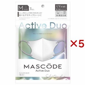 マスコード 3Dマスク アクティブデュオ M シルバーホワイト グレー紐(7枚×5セット)[マスク その他]