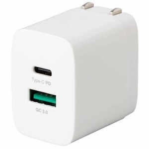 Digio2 USB Type-C+USB-A 20W／PD 充電器 ホワイト JYU-ACU08W(1個)[充電器・バッテリー類]