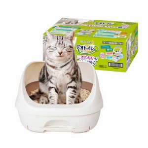 デオトイレ 猫用 本体セット ハーフカバー ナチュラルアイボリー(1セット)[猫砂・猫トイレ用品]