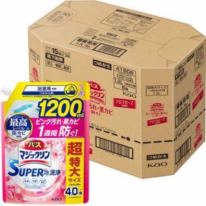 バスマジックリン お風呂用洗剤 スーパー泡洗浄 アロマローズ スパウト大 梱(1200ml*6個入)[お風呂用洗剤(つめかえ用)]