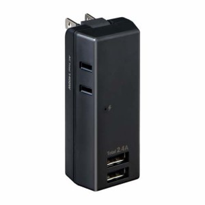 エルパ(ELPA) 耐雷USBタップ 2個口2ポート 2.4A UA-222SB BK(1個)[情報家電　その他]