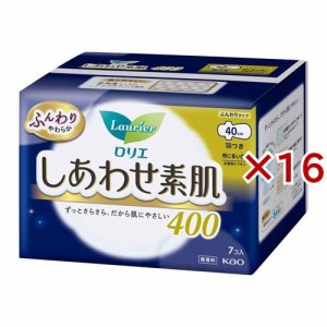 ロリエ しあわせ素肌 特に多い夜用 羽つき400(7個入*16袋セット)[ナプキン 夜用 羽付き]