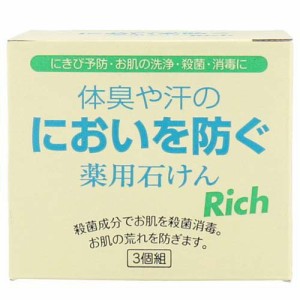 体臭や汗のにおいを防ぐ薬用石けん リッチ(100g×3個入)[石鹸]