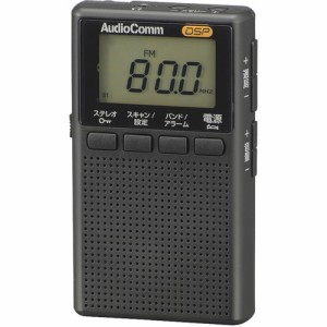 AudioCommイヤホン巻取り液晶ポケットラジオ ブラック RAD-P209S-K(1台)[ラジオ]
