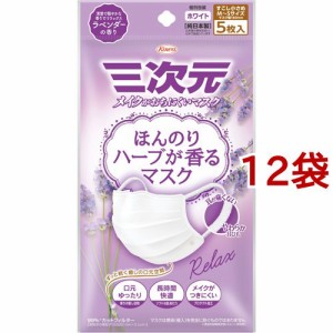 ほんのりハーブが香るマスク ラベンダーの香り 少し小さめ M-Sサイズ(5枚入*12袋セット)[不織布マスク]