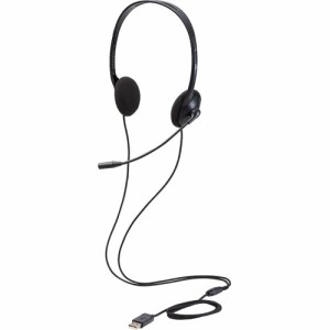 エレコム ヘッドセット 子供専用 小学生 回転式マイクアーム USB 両耳 HS-KD03UBK(1セット)[ヘッドセット・イヤホン類]