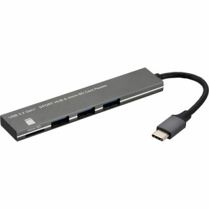 USBハブ 3ポート microSDカードリーダー付き USBTypeCコネクタ PC-SH3PC08-H(1個)[情報家電　その他]