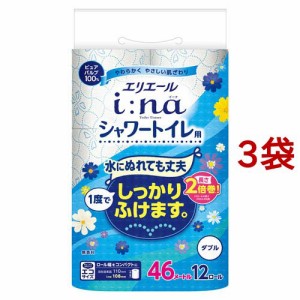 エリエール イーナ トイレットティシュー シャワー用 ダブル(12ロール*3袋セット)[トイレットペーパー ダブル]