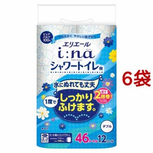 エリエール イーナ トイレットティシュー シャワー用 ダブル(12ロール*6袋セット)[トイレットペーパー ダブル]