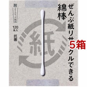 ぜんぶ紙リサイクルできる綿棒 箱入(120本入*5箱セット)[ケース入り綿棒]