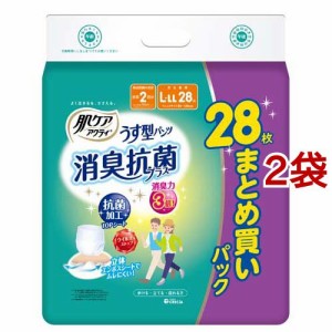 肌ケアアクティ 大人用紙おむつ うす型パンツ 消臭抗菌プラス まとめ買い L-LL(28枚入*2袋セット)[大人紙おむつ パンツ]