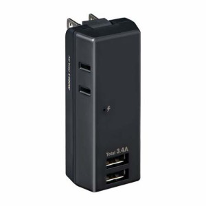 エルパ(ELPA) 耐雷USBタップ 2個口2ポート 3.4A UA-223SB BK(1個)[情報家電　その他]